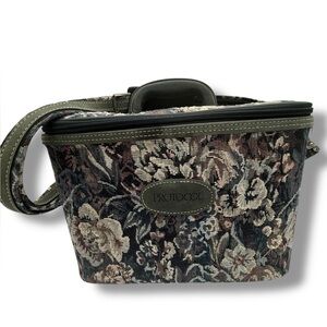 Protocol Vintage  Floral Tapestry Vanity Makeup toiletry Case Bag With Lock &key